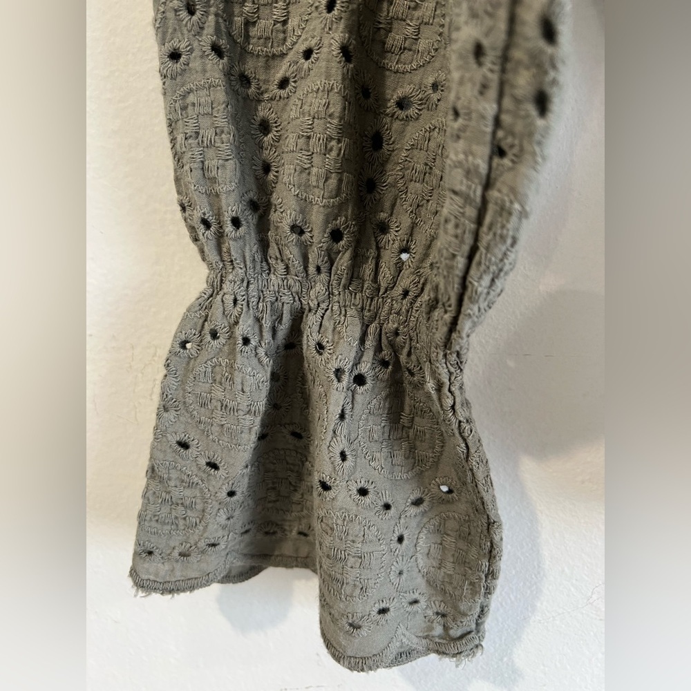 FRANCESCA BETTINI olive Women's Blouse with Lace Sleeves made in ITALY. L - Picture 3 of 10
